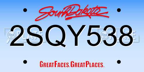 2SQY538 South Dakota License Plate