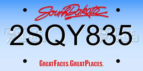 2SQY835 South Dakota License Plate