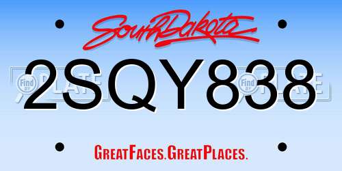 2SQY838 South Dakota License Plate