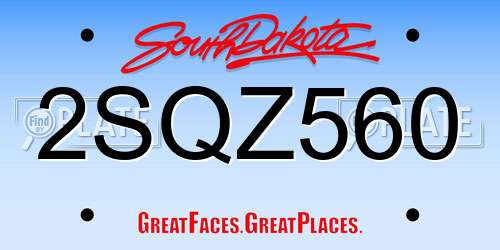 2SQZ560 South Dakota License Plate