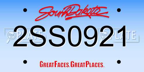 2SS0921 South Dakota License Plate