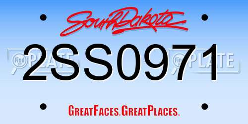 2SS0971 South Dakota License Plate