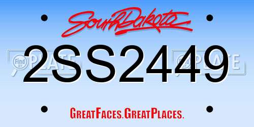 2SS2449 South Dakota License Plate