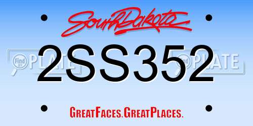 2SS352 South Dakota License Plate
