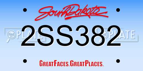 2SS382 South Dakota License Plate