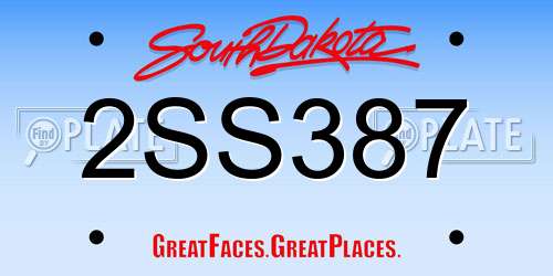 2SS387 South Dakota License Plate