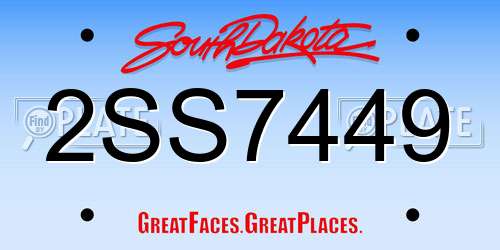 2SS7449 South Dakota License Plate