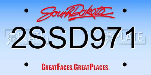 2SSD971 South Dakota License Plate