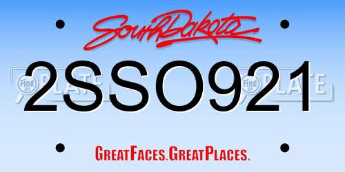 2SSO921 South Dakota License Plate