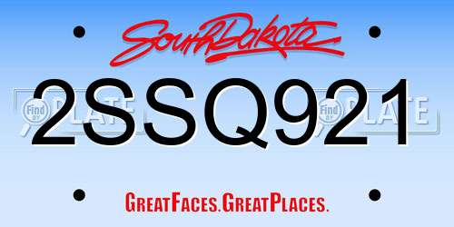 2SSQ921 South Dakota License Plate