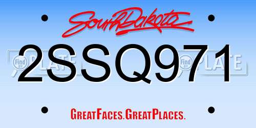 2SSQ971 South Dakota License Plate