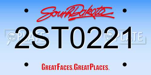 2ST0221 South Dakota License Plate