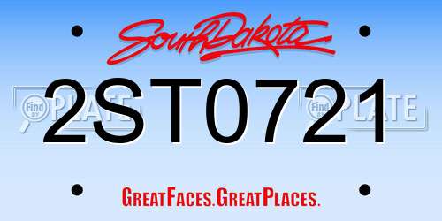 2ST0721 South Dakota License Plate