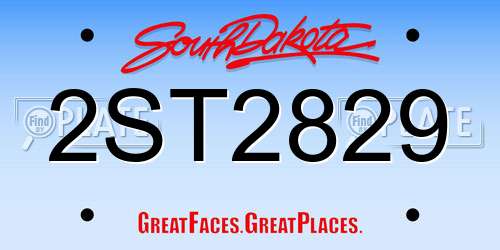 2ST2829 South Dakota License Plate