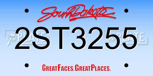 2ST3255 South Dakota License Plate