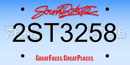 2ST3258 South Dakota License Plate