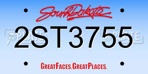 2ST3755 South Dakota License Plate