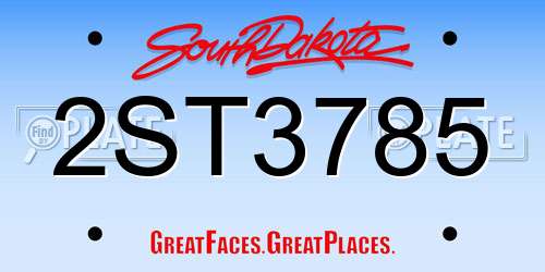 2ST3785 South Dakota License Plate