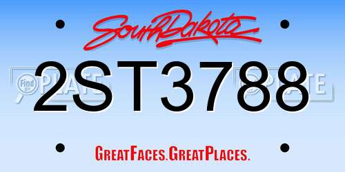 2ST3788 South Dakota License Plate