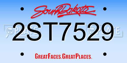 2ST7529 South Dakota License Plate