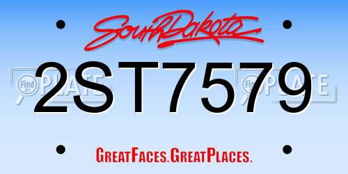 2ST7579 South Dakota License Plate
