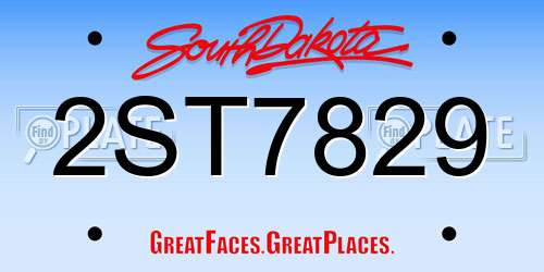 2ST7829 South Dakota License Plate