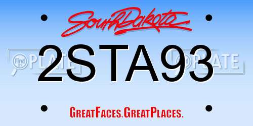 2STA93 South Dakota License Plate