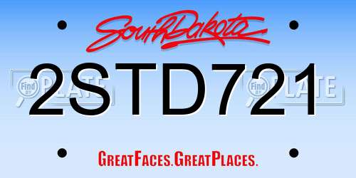 2STD721 South Dakota License Plate