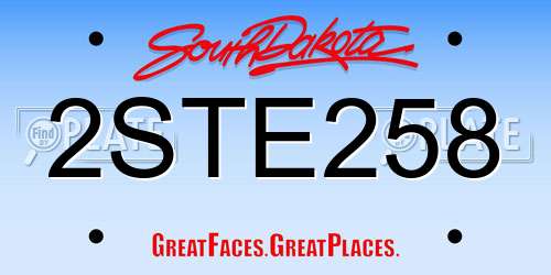 2STE258 South Dakota License Plate