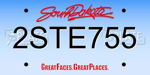 2STE755 South Dakota License Plate