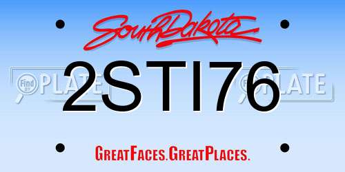 2STI76 South Dakota License Plate