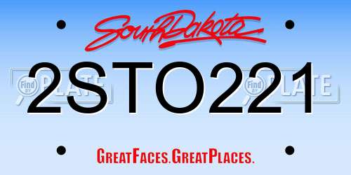 2STO221 South Dakota License Plate