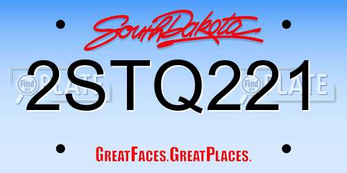2STQ221 South Dakota License Plate