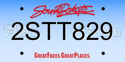 2STT829 South Dakota License Plate