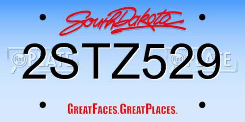 2STZ529 South Dakota License Plate