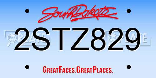 2STZ829 South Dakota License Plate