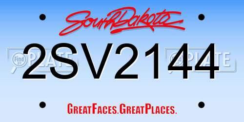 2SV2144 South Dakota License Plate