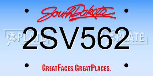 2SV562 South Dakota License Plate