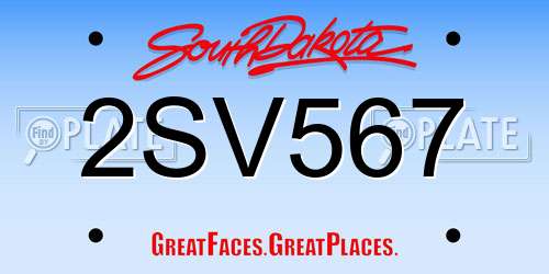 2SV567 South Dakota License Plate