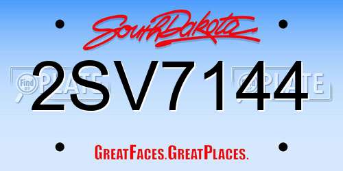 2SV7144 South Dakota License Plate