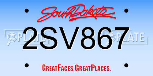 2SV867 South Dakota License Plate