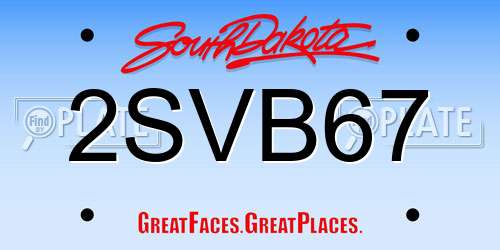 2SVB67 South Dakota License Plate