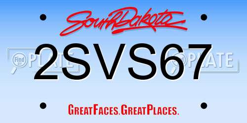 2SVS67 South Dakota License Plate