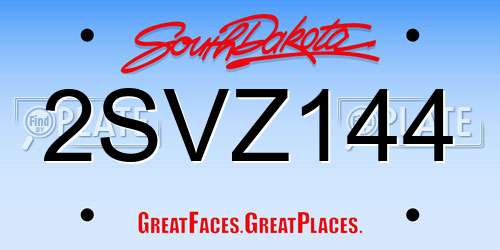 2SVZ144 South Dakota License Plate