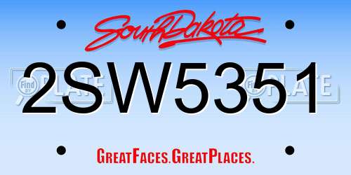 2SW5351 South Dakota License Plate