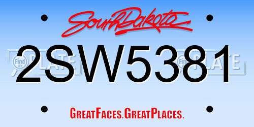 2SW5381 South Dakota License Plate