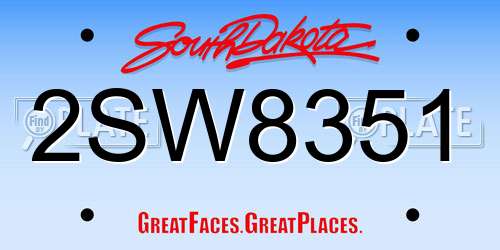 2SW8351 South Dakota License Plate