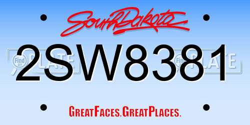 2SW8381 South Dakota License Plate