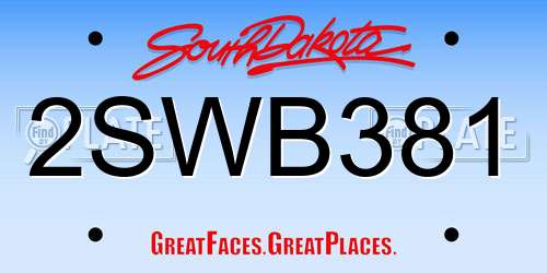 2SWB381 South Dakota License Plate