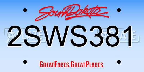 2SWS381 South Dakota License Plate